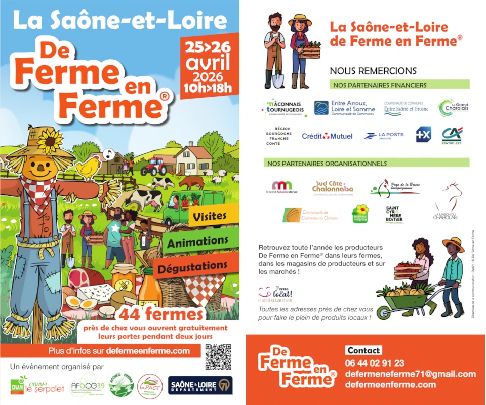 Dépliant de ferme en ferme 2026 Saône et Loire